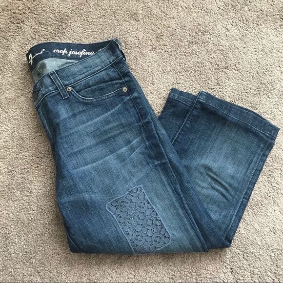 7 For All Mankind Size 27 Crop Ankle Josefina Skinny Boyfriend Denim Jeans - Picture 3 of 6